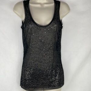 Express Black Mesh Sequin Top